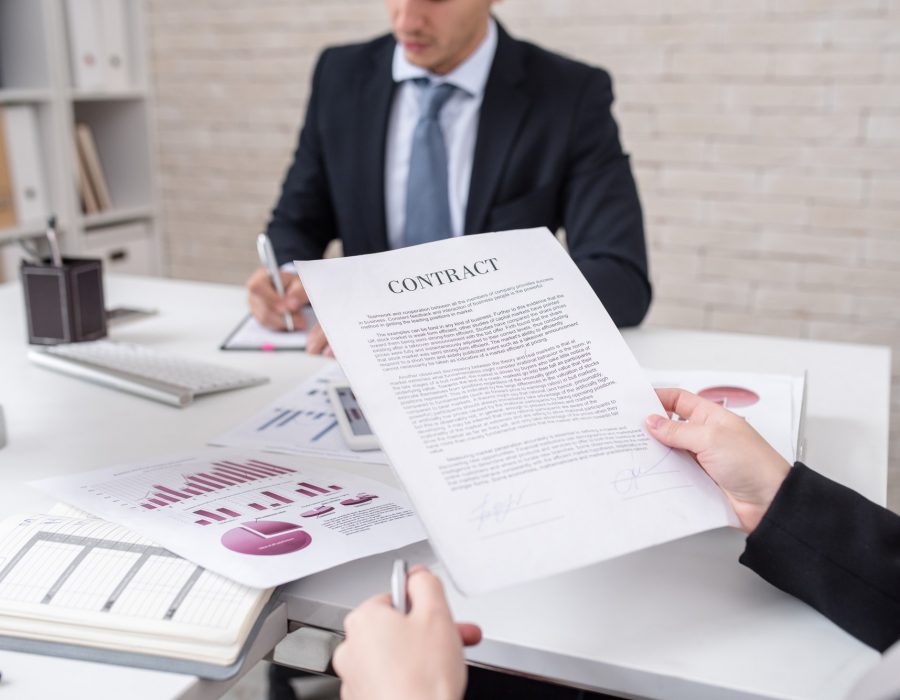 Business Person Reading Contract